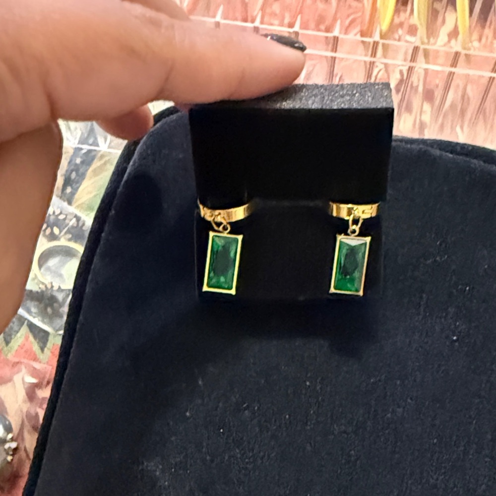 Elegant Gold and Green Drop Earrings